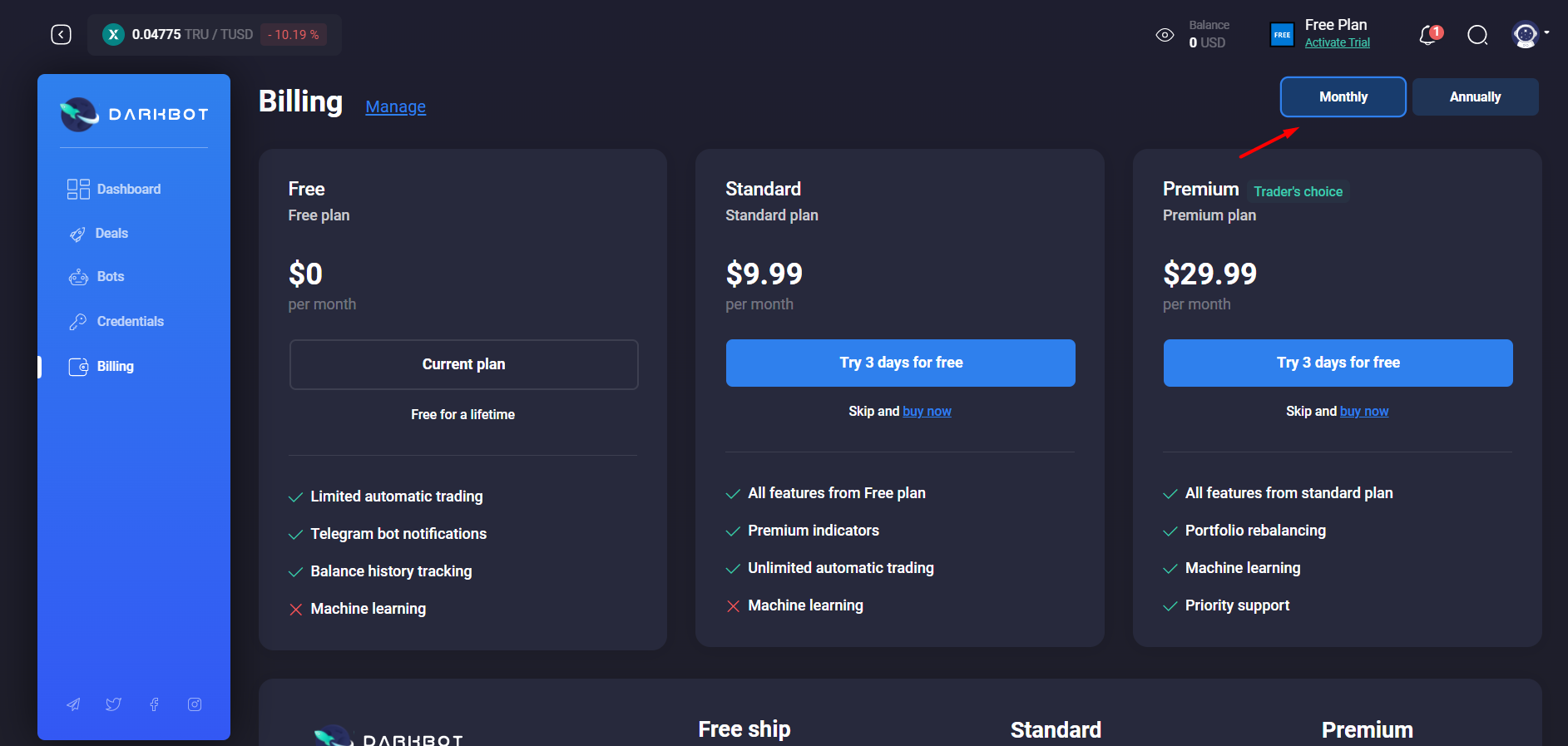 Billing Page (Select Period)
