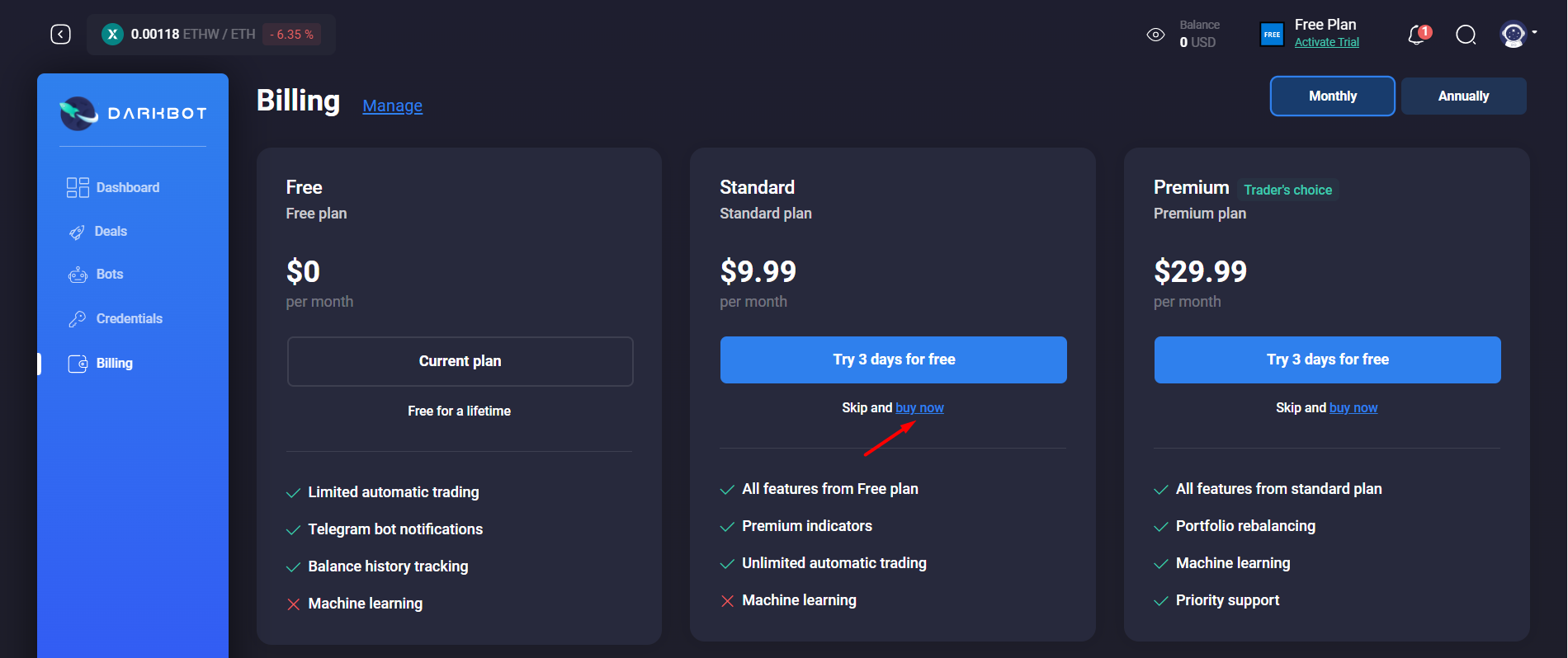 Billing Page (Buy now link)